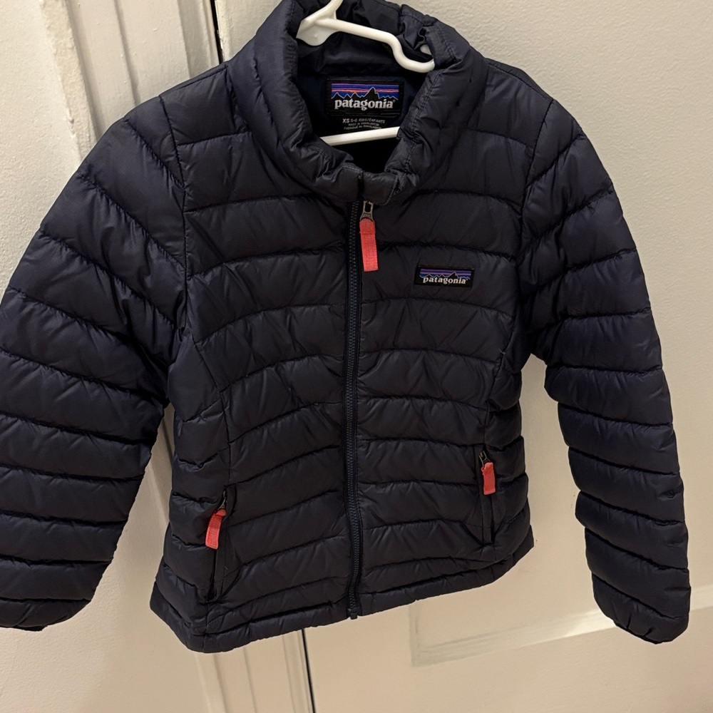 Patagonia Kids Puffer Jacket - Navy and Pink Accents
